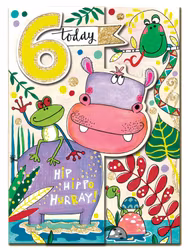 Dubbelt kort med kuvert - 6 år - Flodhäst (Fraktfritt)