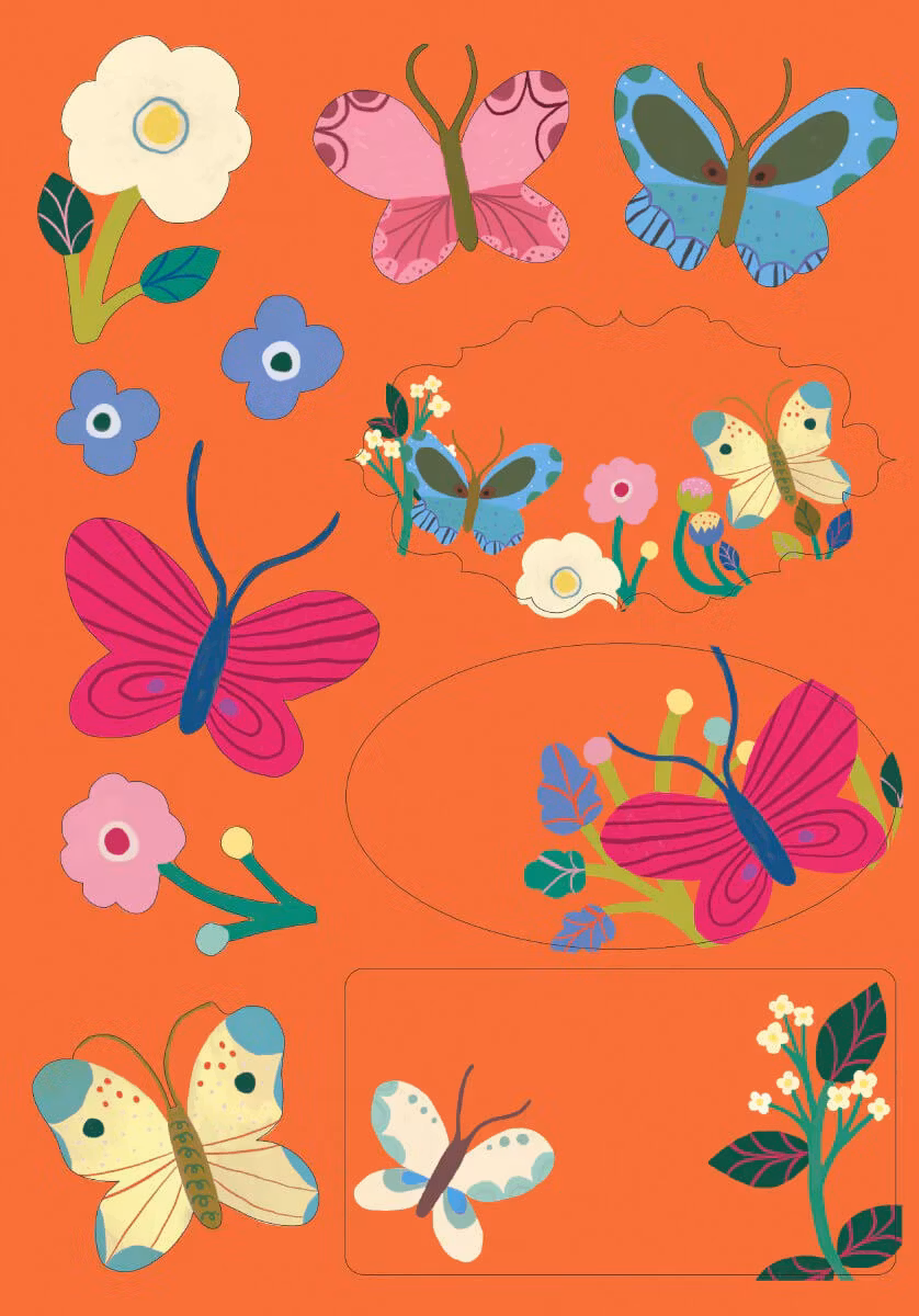 Skrivset med Brevpapper - Fjärilsträdgården