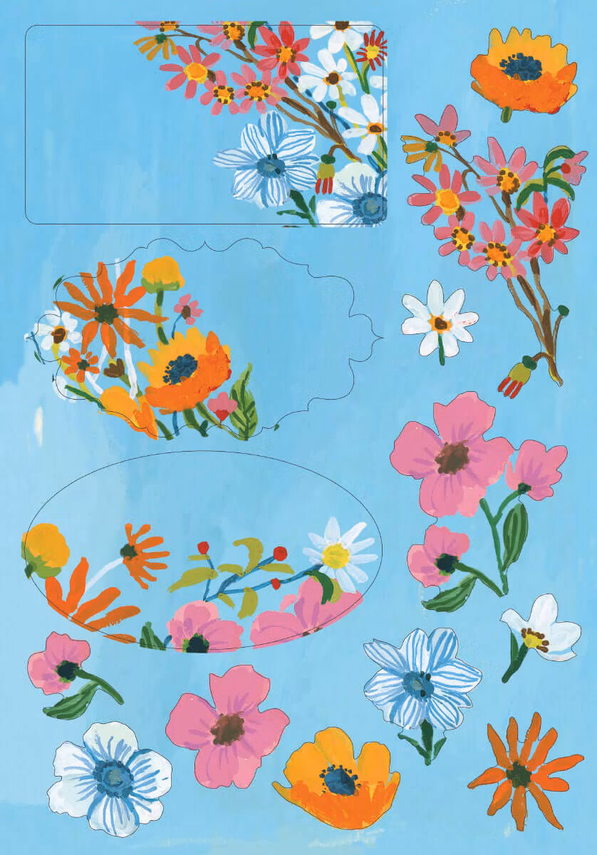 Skrivset med Brevpapper - Flower Field