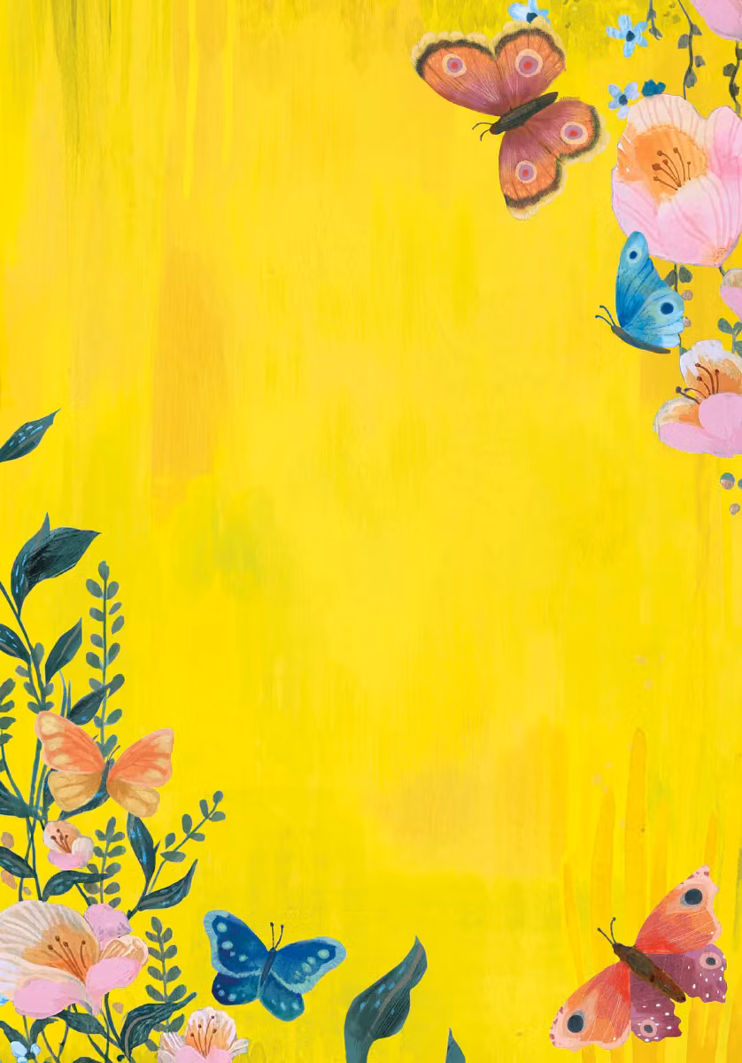 Skrivset med Brevpapper - Gula fjärilar