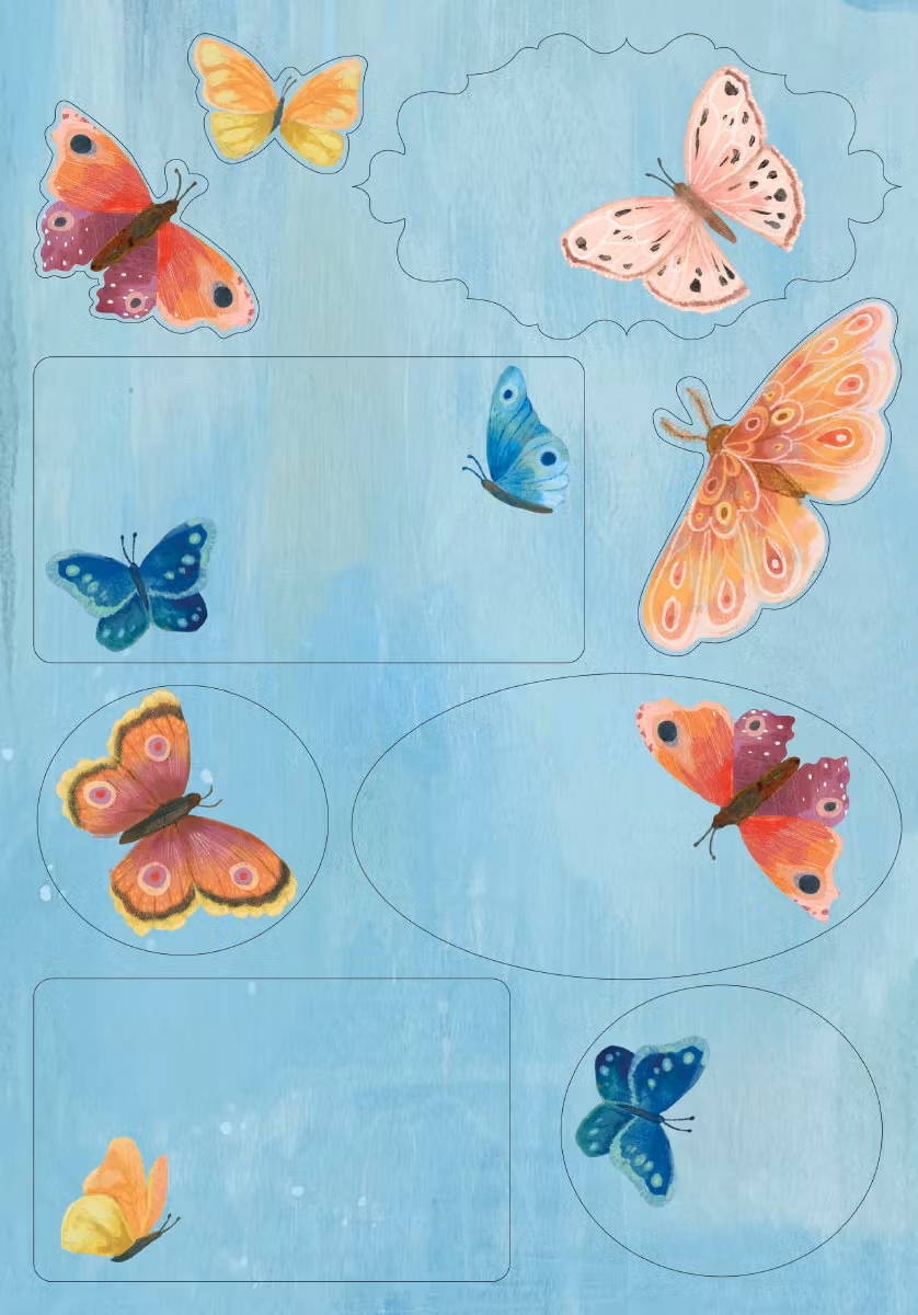 Skrivset med Brevpapper - Gula fjärilar