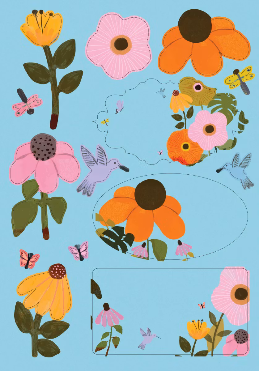 Skrivset med Brevpapper - Blomsterängen