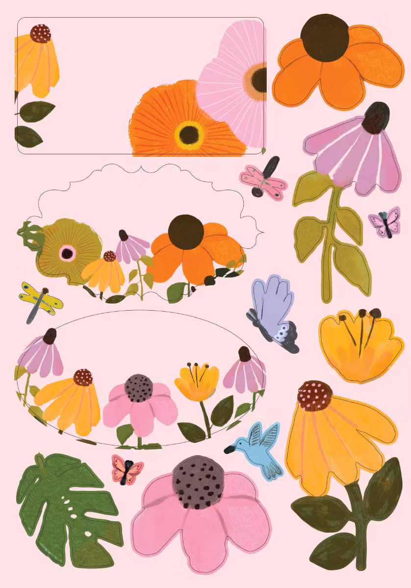 Skrivset med Brevpapper - Blomsterängen