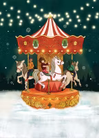 Enkelt julkort - Belle & Boo - Julkarusellen (Fraktfritt)