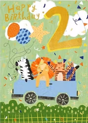 Dubbelt kort med kuvert - 2 år - Partybilen (Fraktfritt)