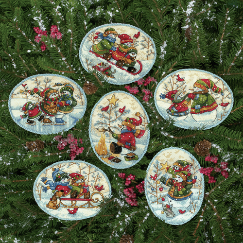Dimensions Gold  - Playful Snowmen Ornaments