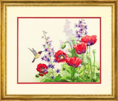 Dimensions - Hummingbird and Poppies