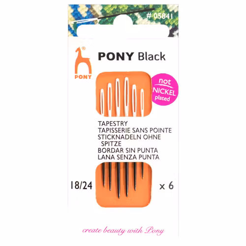 Pony Black broderinål utan udd 18/24