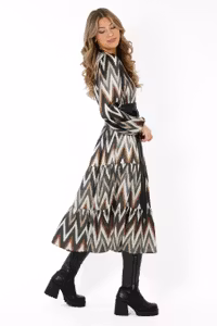 CAPRI MAVEN DRESS GRANITE GREY/CACAO/CREME