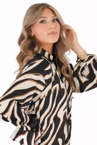 CAPRI EVELYN SHIRT CHAMPAGNE/BLACK/HAZEL