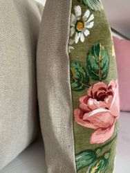 Kudde Sif  - Green&Pink - 40x30 cm