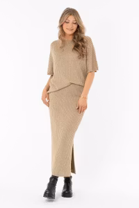 CAPRI FRANCES KNIT TOP ANTIQUE GOLD