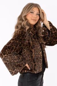 CAPRI MINOU FUR JACKET CHESTNUT/BLACK