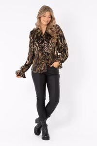 CAPRI CHIARA BLOUSE DARK CHOCLATE/BLACK/SAND