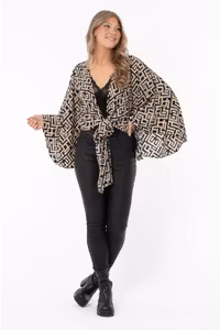 CAPRI GIOVANNA BLOUSE JACKET BLACK/SAND/GOLD