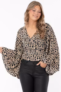 CAPRI GIOVANNA BLOUSE JACKET BLACK/SAND/GOLD