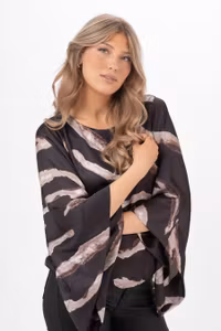 CAPRI HERA BLOUSE BLACK/SAND/COFFEE