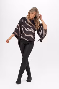 CAPRI HERA BLOUSE BLACK/SAND/COFFEE