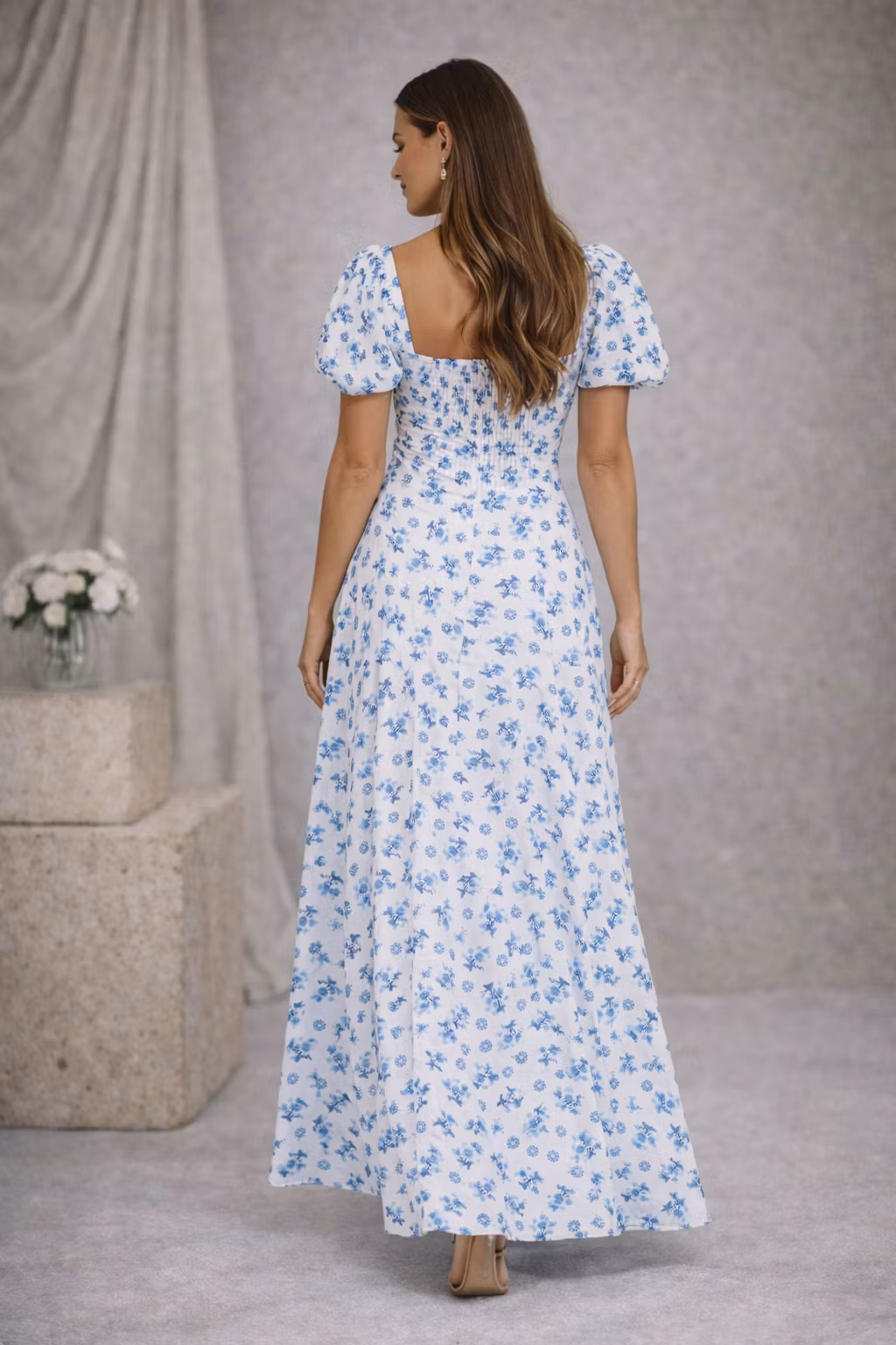 knee length dresses for ladies Tallulah Floral Puff Sleeve Midi Dress