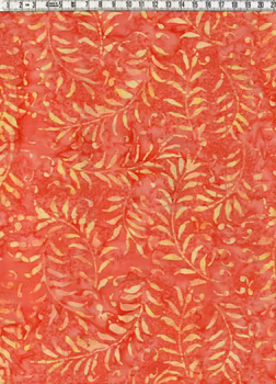 Orange med gult tryck. Samma mönster på tyg 3603-3608.  Batik bomull 110 cm