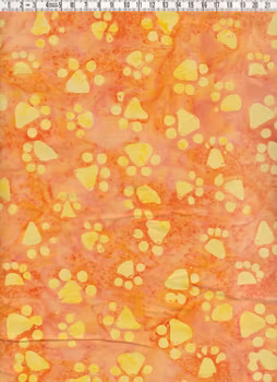 Tassavtryck i gult på orangeflammigt. Balibatik