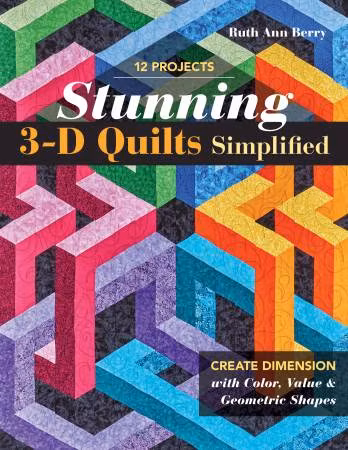 Bok "Stunning 3-D Quilts Simpified". Innehåller 12 mönster av Quilters clinic