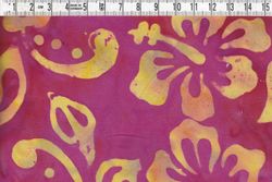 Hibiskus i solgul och cerise – Viskos Batik 140 cm bred