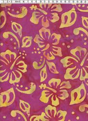 Hibiskus i solgul och cerise – Viskos Batik 140 cm bred