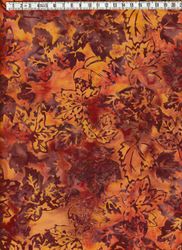 Höstens härliga färger med löv. Batik i bomull.