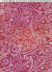 Ljusa ornament och cerise-orange botten. Batik ca 110 cm bred