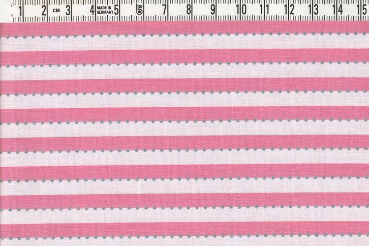 Anthology. Smalrandig rosa & vit med silverprickar, 110 cm bred