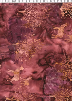 Hjortar eller rådjur? Välj själv. Brunbeige på flammig bakgrund. Batiktyg