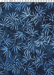 Mörkblå med bladmotiv i indigo – Batik Viskos 130 cm bred