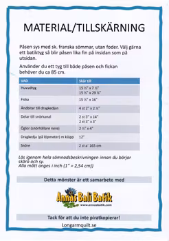 Mönster "Annas Minirygga 2.0" Jättetrevlig och användbar gympapåse