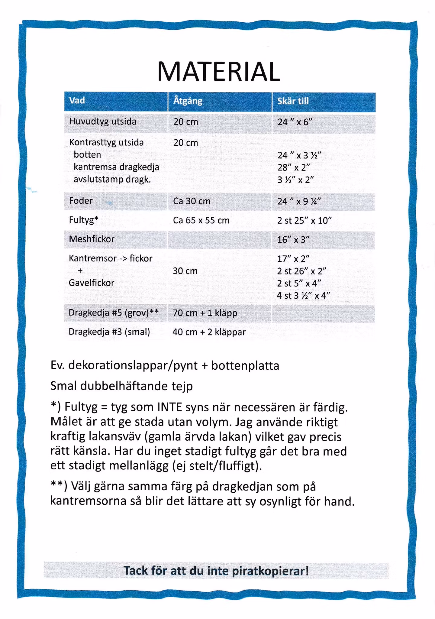 Mönster "Hauges enkla necessär"  av Hauge Longarm Quilt