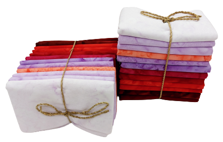 Brun-röd-lila-violett melerad FQ-bunt 12 st