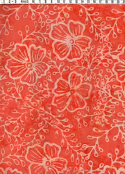 Läckert laxorange med ljusare blommor. Bomull 110 cm.