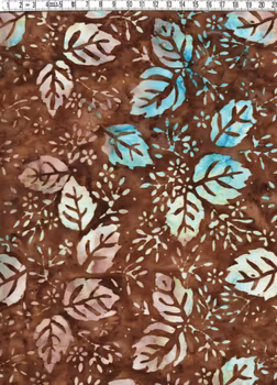 Brun skönhet med snitsiga löv Batik bomull
