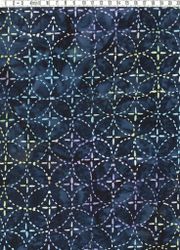 Mörkblåmelerat med flerfärgat motiv. Batik bomull 110 cm