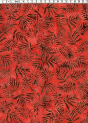 Fyllig, krämig rödorange & brunsvarta kvistar. Batik bomull 110 cm