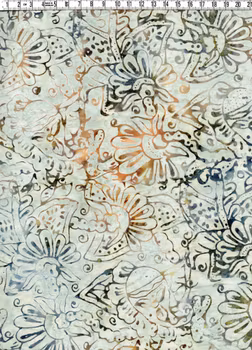 Blekt grå-grönt med figurer. Batik bomull 110 cm