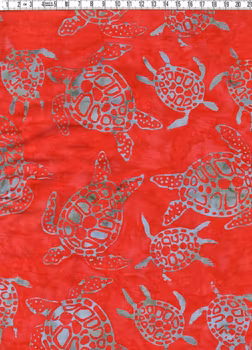 Sköldpaddor i röda havet. Haha. Batik bomull 110 cm