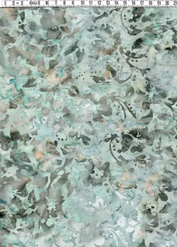 Isblommor i dimgrönt – Batik Viskos 130 cm bred