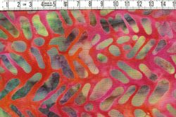 Rödorange strålslinga – Batik Viskos 140 cm bred