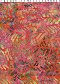 Rödorange strålslinga – Batik Viskos 140 cm bred