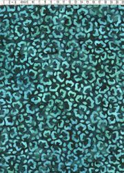Mörkgrönmelerad & grönturkos mojänger. Batik bomull 110 cm