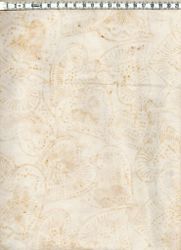 Beige-vit flammig med vita prickar. Batik bomull 110 cm