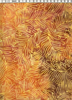 Brun-gul-beige-orange & vilda växter. Batik bomull 110 cm