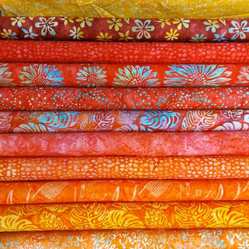 Charm Pack Papaya Special. 20 st.  10 olika tyger. 5x5 inch