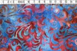 Blå-brun-röd sensation. Titta & njut. Batik bomull 110 cm